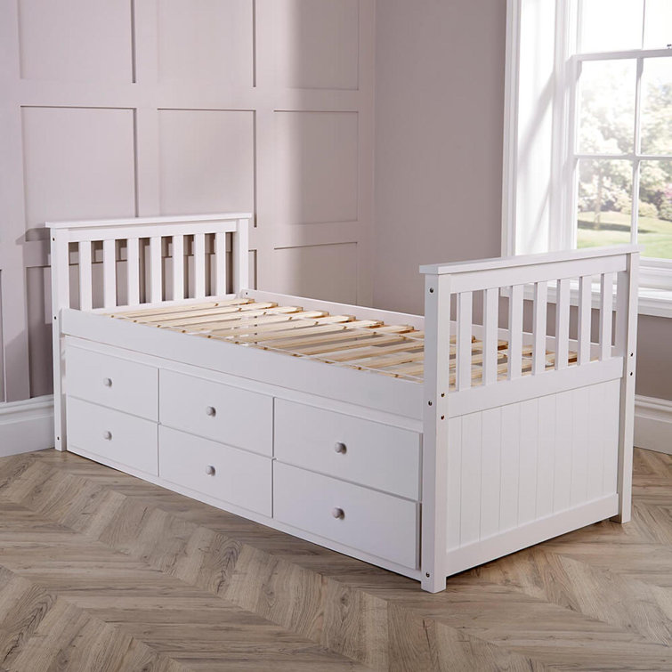 Marlow Home Co. White Solid Pine Cabin Bed 3Ft Single Pull Out Guest